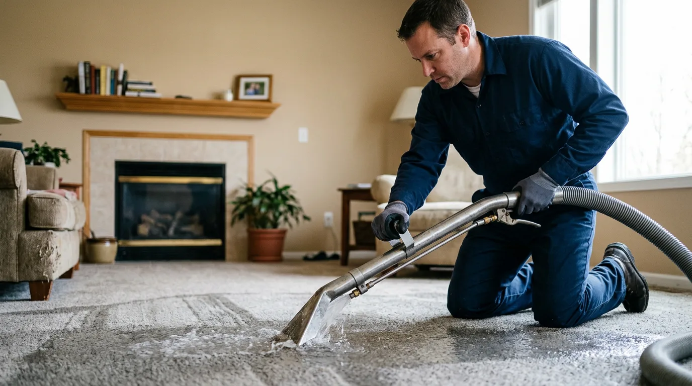 Water damage restoration technician working near Reydon, OK